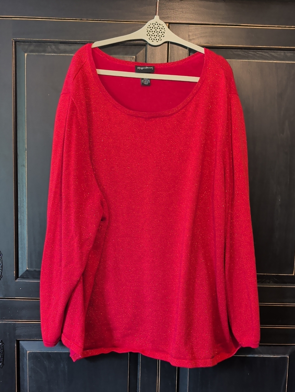 Holiday Sparkle Red Scoop Neck Women’s Top